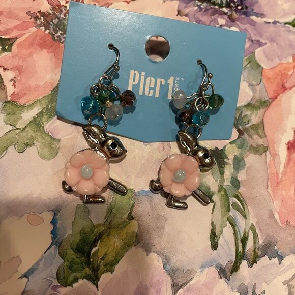 Pier 1 Easter Bunny Floral Jewel Earrings - Picture 5 of 12